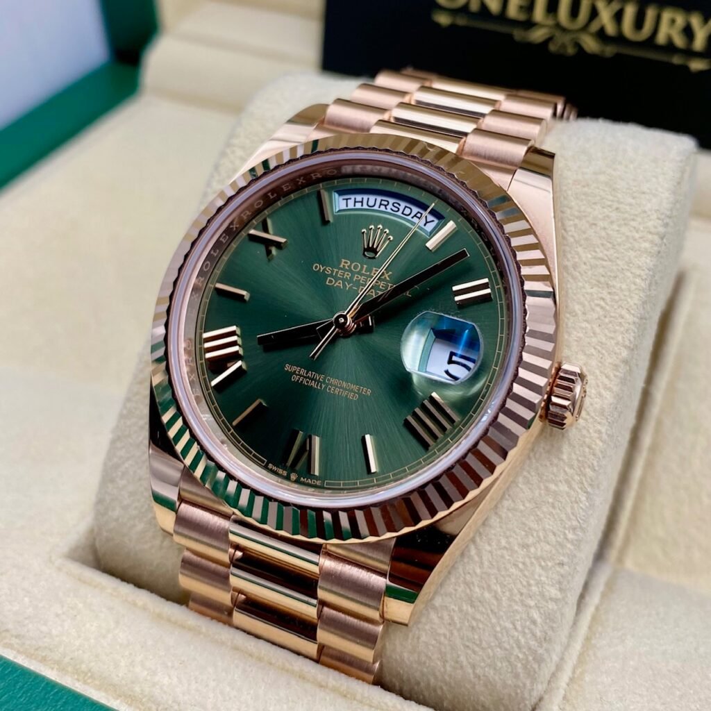 Rolex Day-Date 228235 Everose Gold Olive Dial